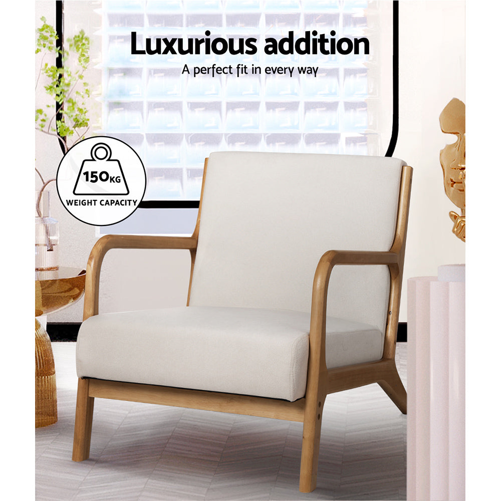 Hudson Fabric Armchair – Beige Olive