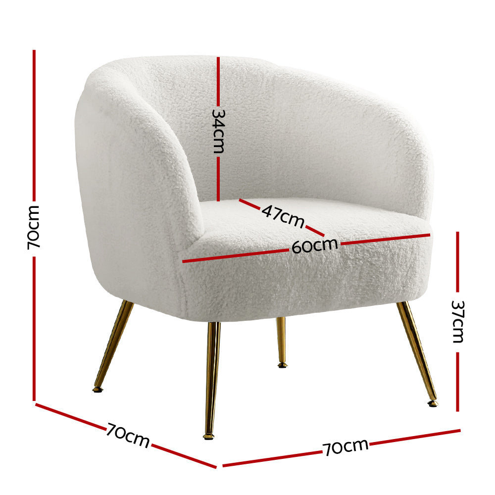 Carneiro Sherpa Boucle Armchair – White – 70 cm