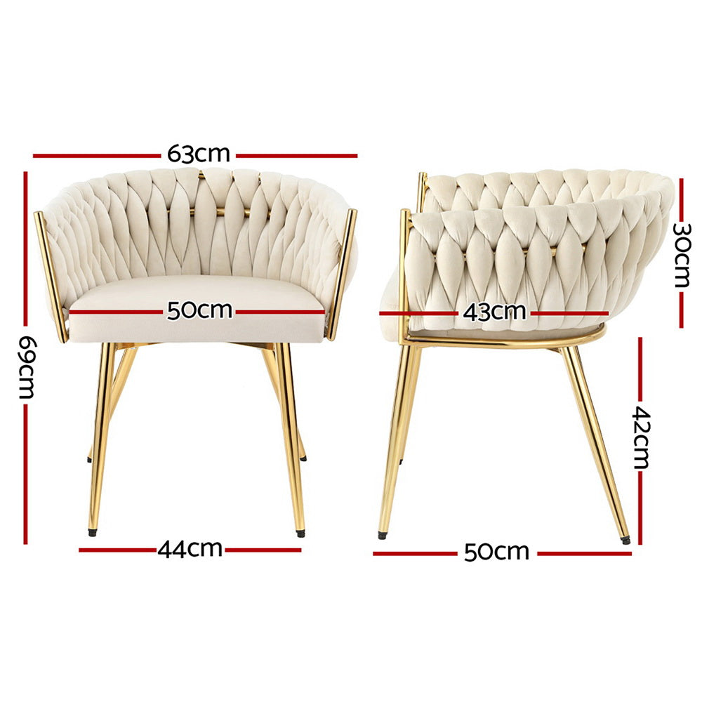 Theron Velvet Dining Chair – Beige – Single