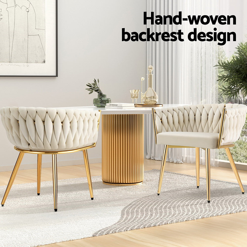 Theron Velvet Dining Chair – Beige – Single
