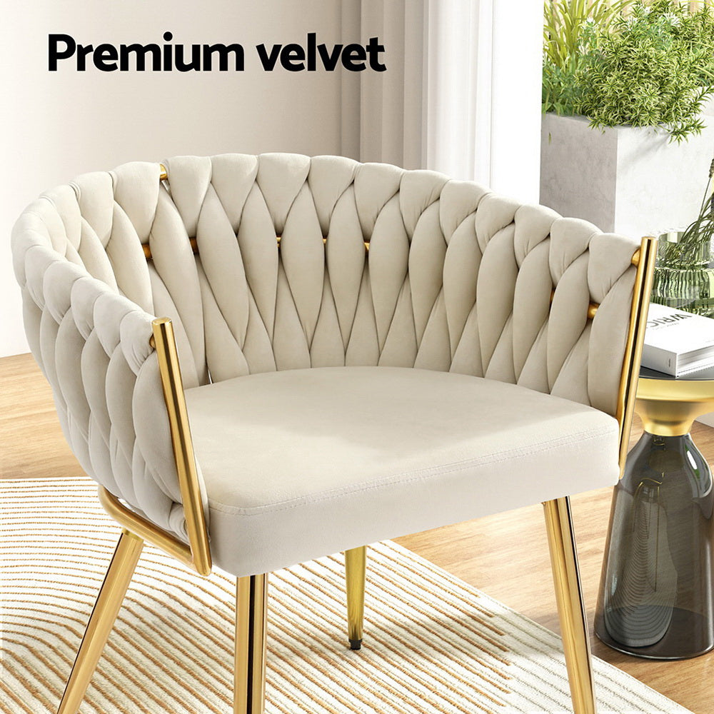 Emerson Velvet Armchairs – Beige – Set of 2