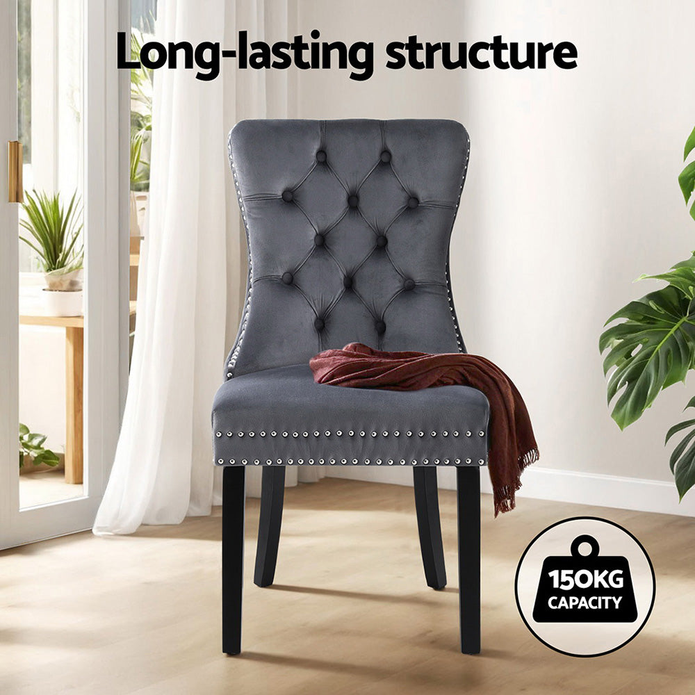Breslin Velvet Dining Chairs – Grey – Set of 2