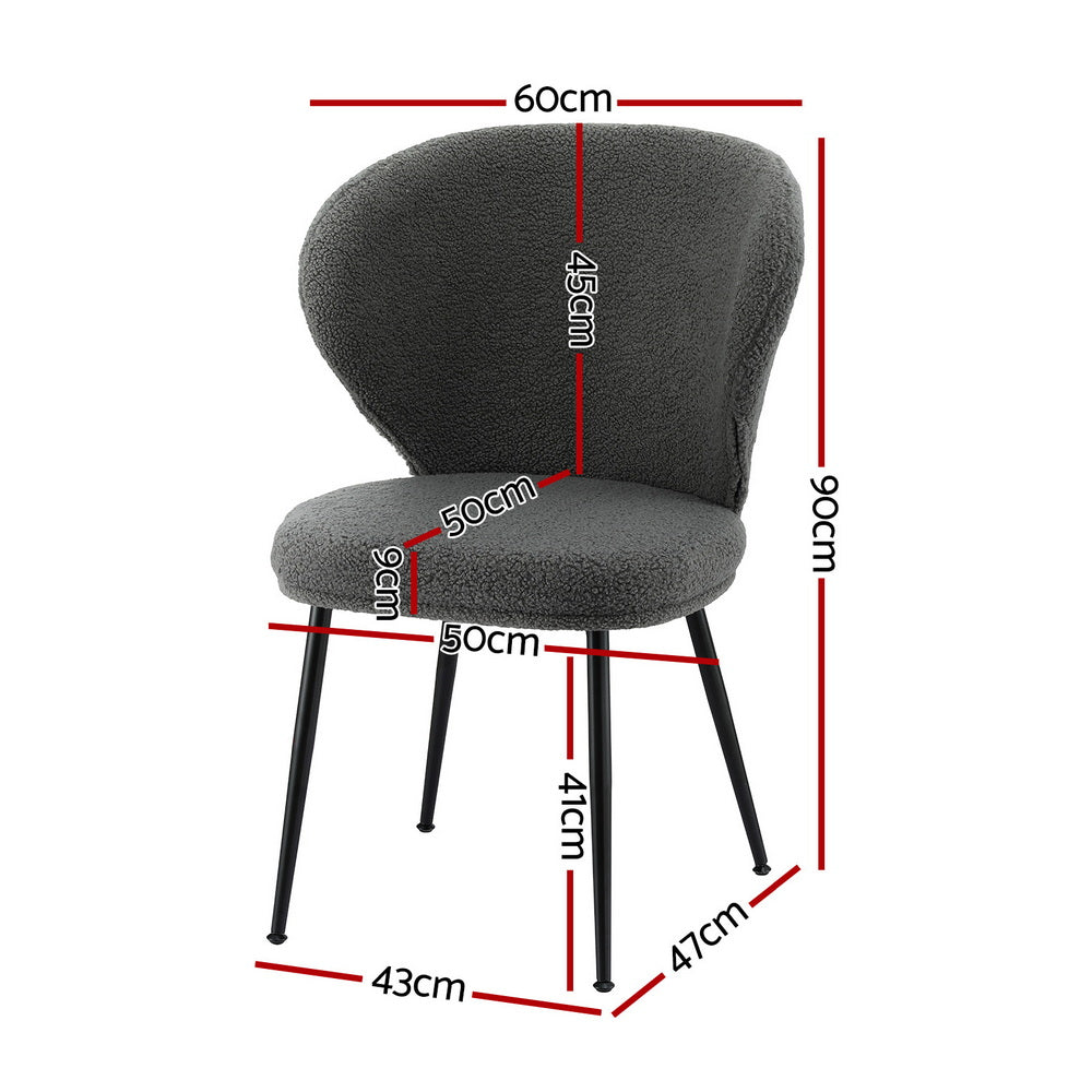 Haven Sherpa Bouclé Wing Back Dining Chairs – Grey – Set of 2