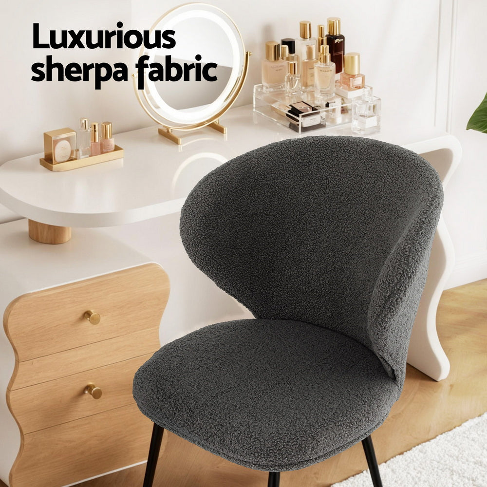 Haven Sherpa Bouclé Wing Back Dining Chairs – Grey – Set of 2