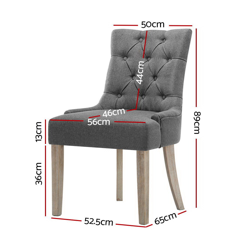 Maison French Provincial Dining Chairs – Grey – Set of 2