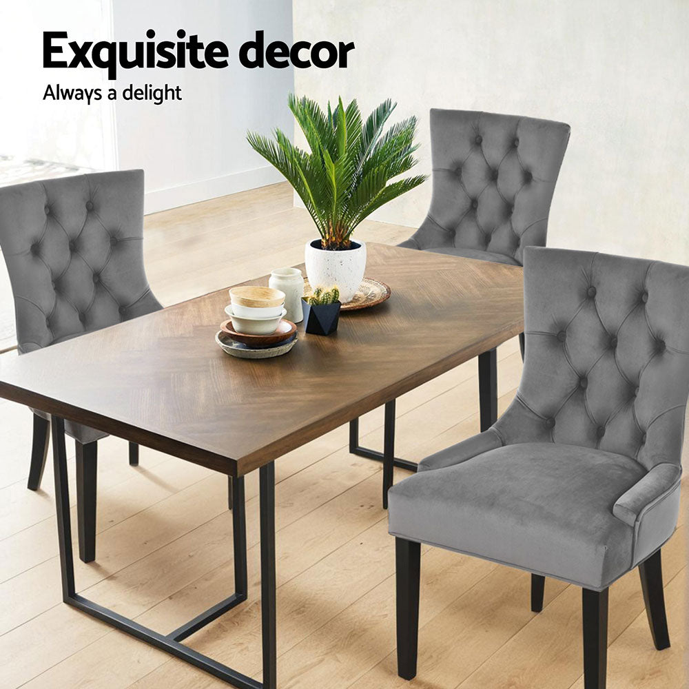 Cayes French Provincial Dining Chairs – Grey – Set of 4