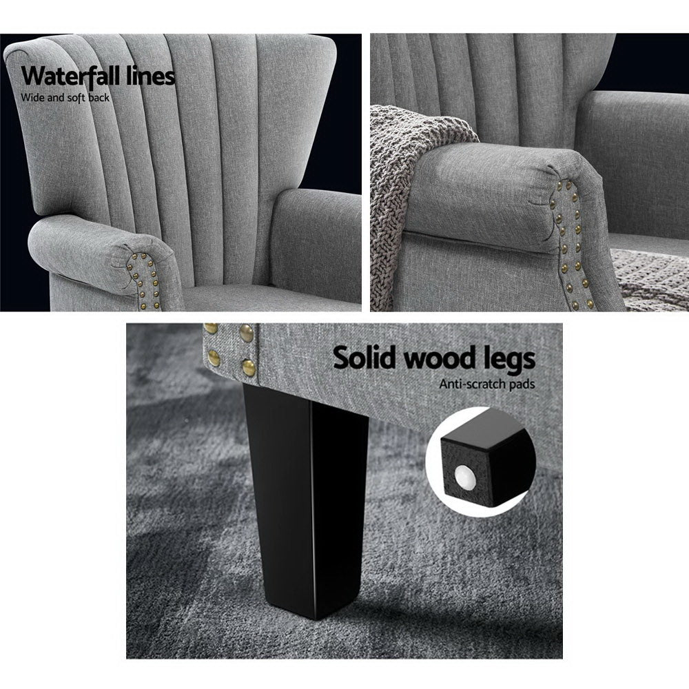 Tempo Wingback Armchair – Grey – 76 cm