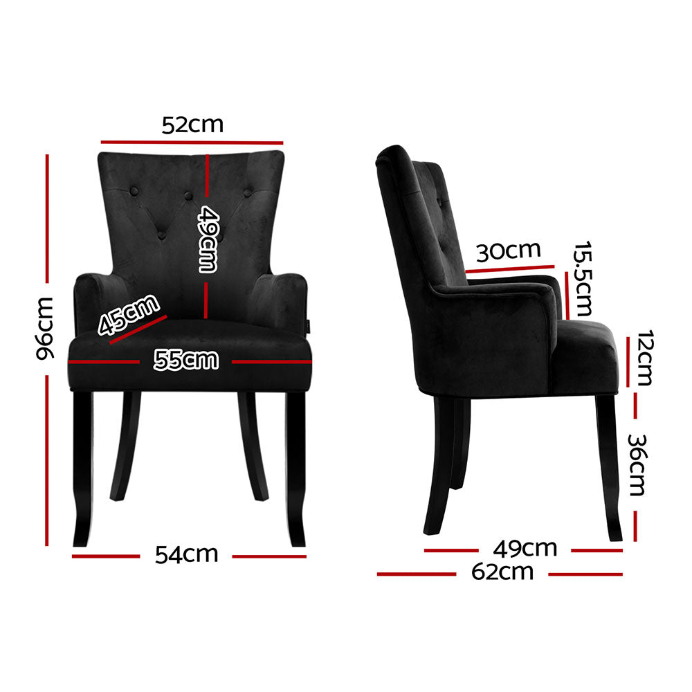 Cayes Velvet Armchairs – Black – Set of 2