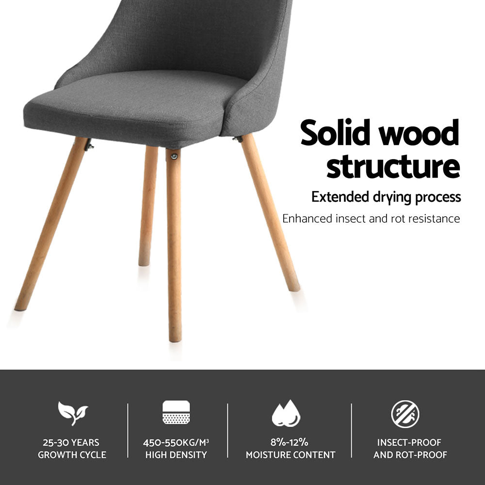 Hartley Fabric Dining Chairs – Grey – Set of 4