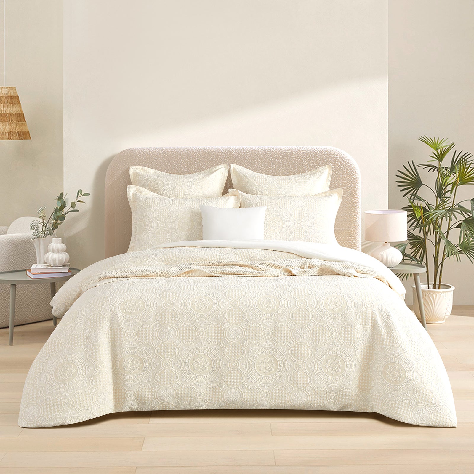 Dakota Beige Jacquard Quilt Cover Set – Double