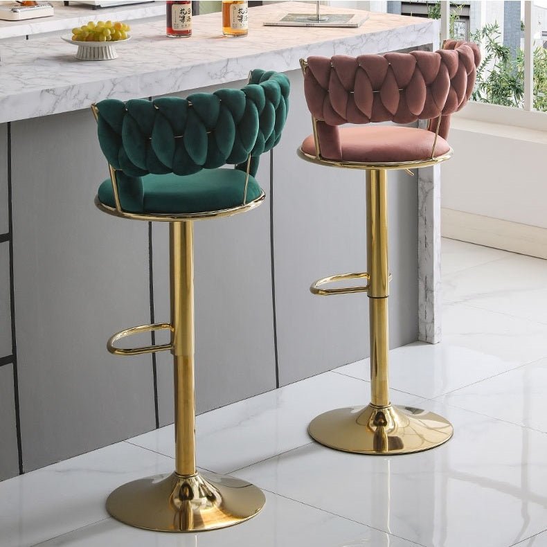 Serenita Velvet Breakfast Bar Stool – Brown – Set of 2
