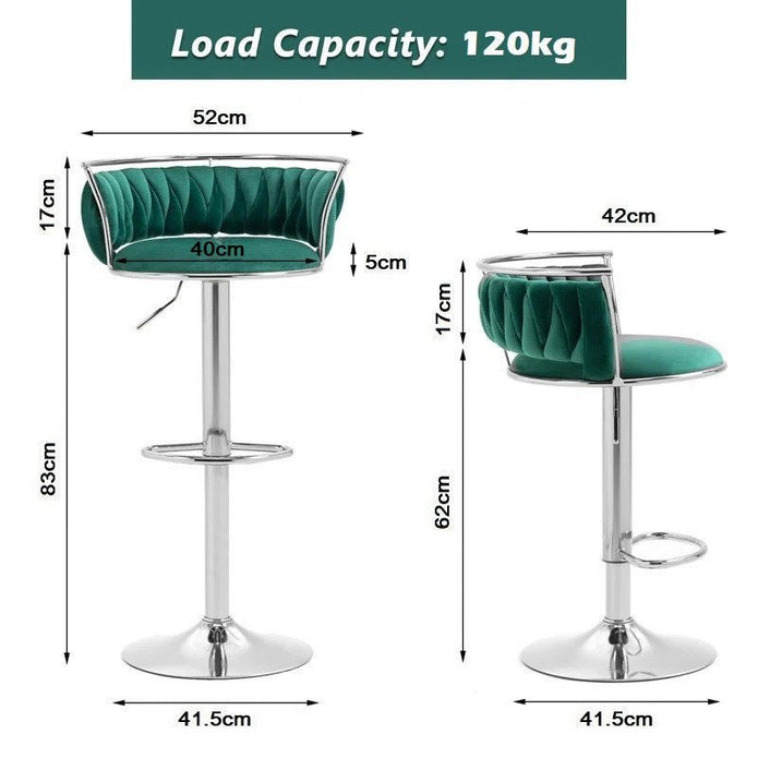 Serenita Velvet Swivel Counter Stool – Emerald Green – Set of 2