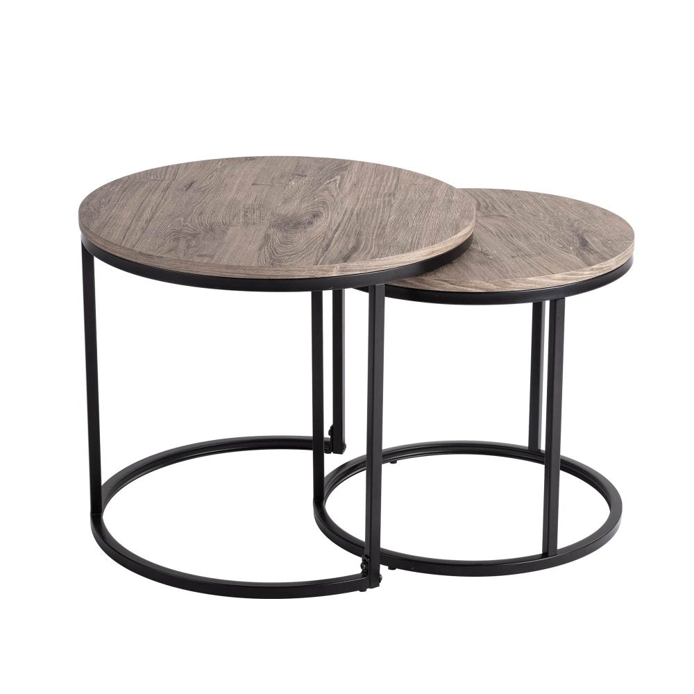 Callan Nesting Coffee Tables – Grey / Charcoal – Set of 2