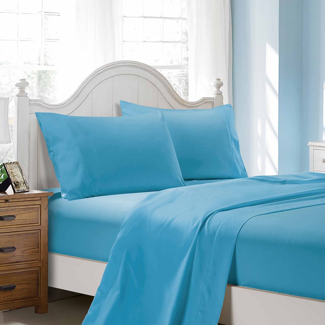 Atlas 1000TC Ultra Soft Bed Light Blue Flat & Fitted Sheet Set – Super King