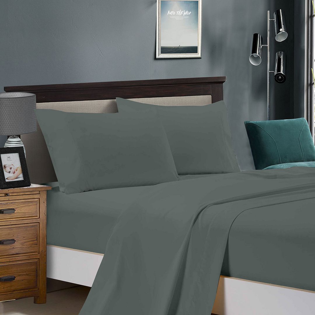 Arlo 1000TC Ultra Soft Bed Charcoal Flat & Fitted Sheet Set – Single