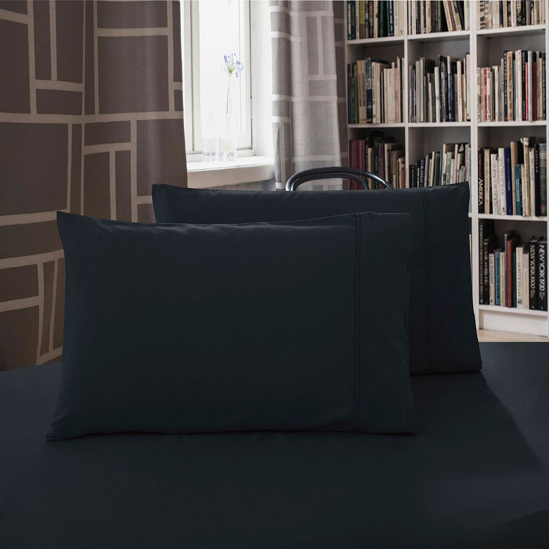 Haven 1000TC Premium Ultra Soft Pillowcases 2 - Pack - Black – King