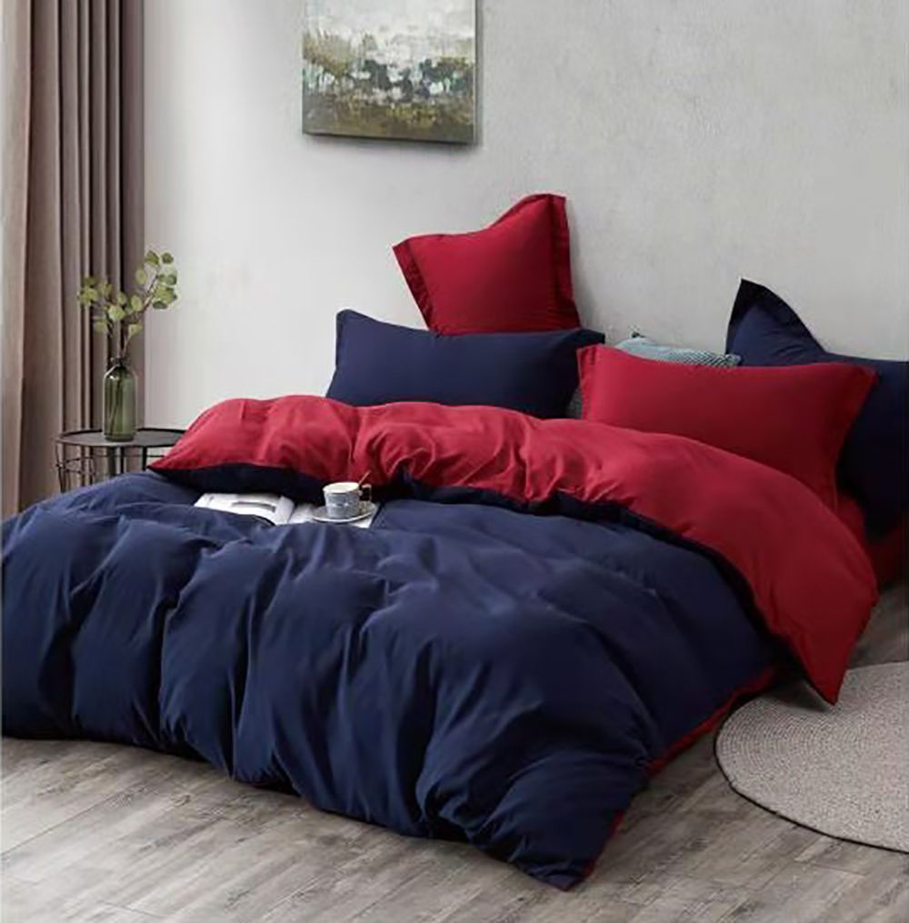 Arlo 1000TC Reversible Blue and Red Duvet Quilt Cover Set – Queen