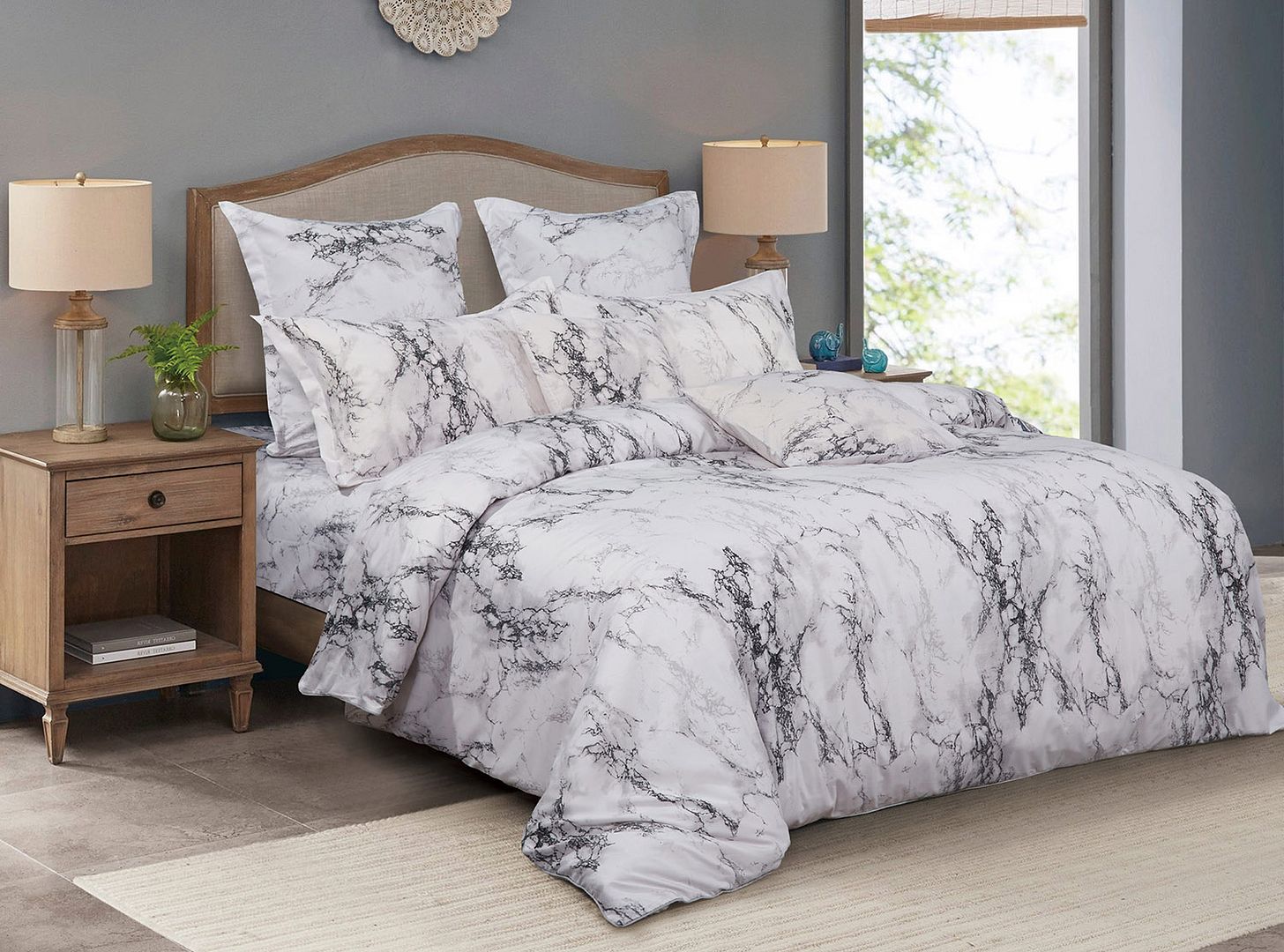 Linden Marble Print Quilt Cover Set – Double