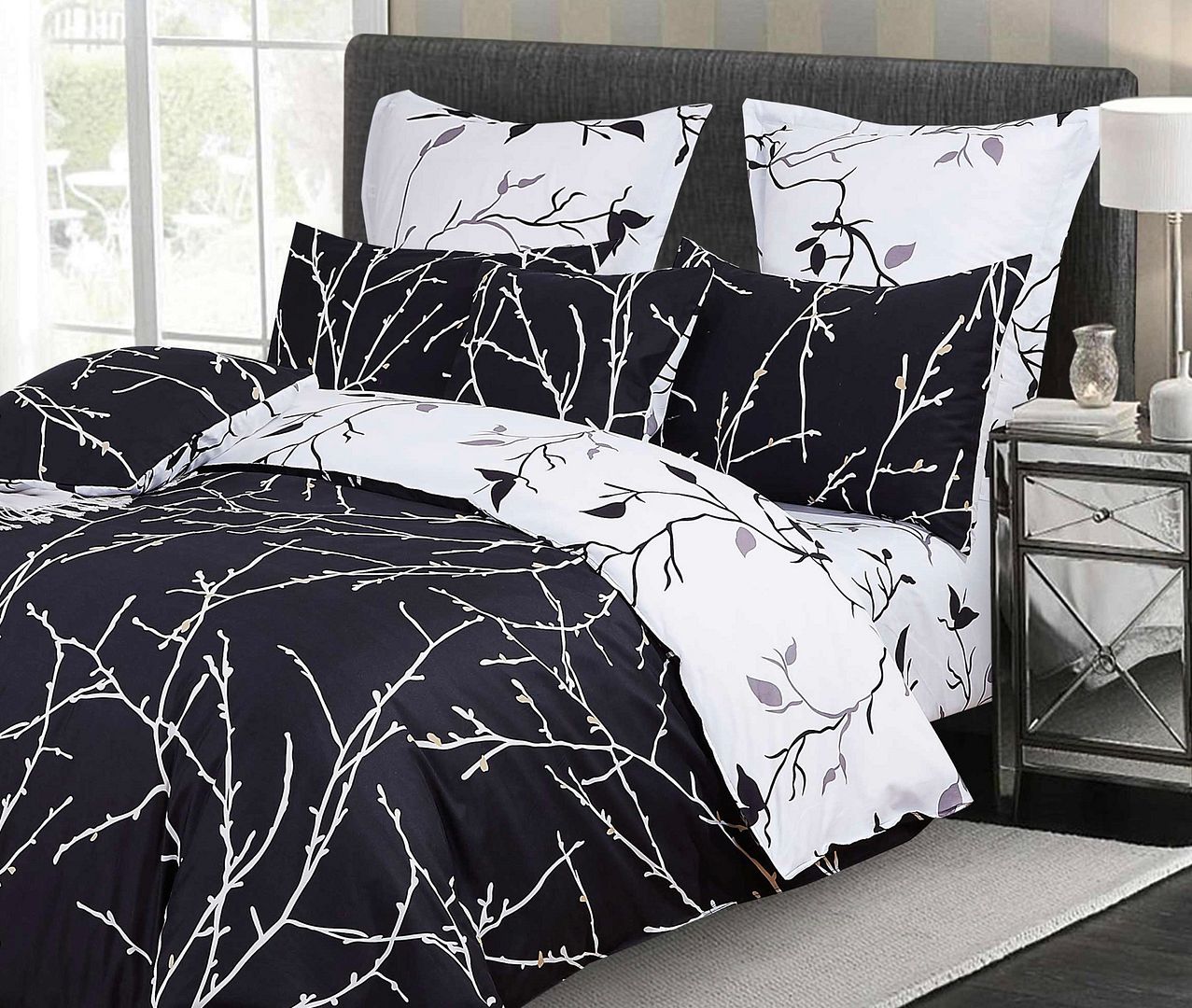Marlowe Tree Print Quilt Cover Set – Black – Double