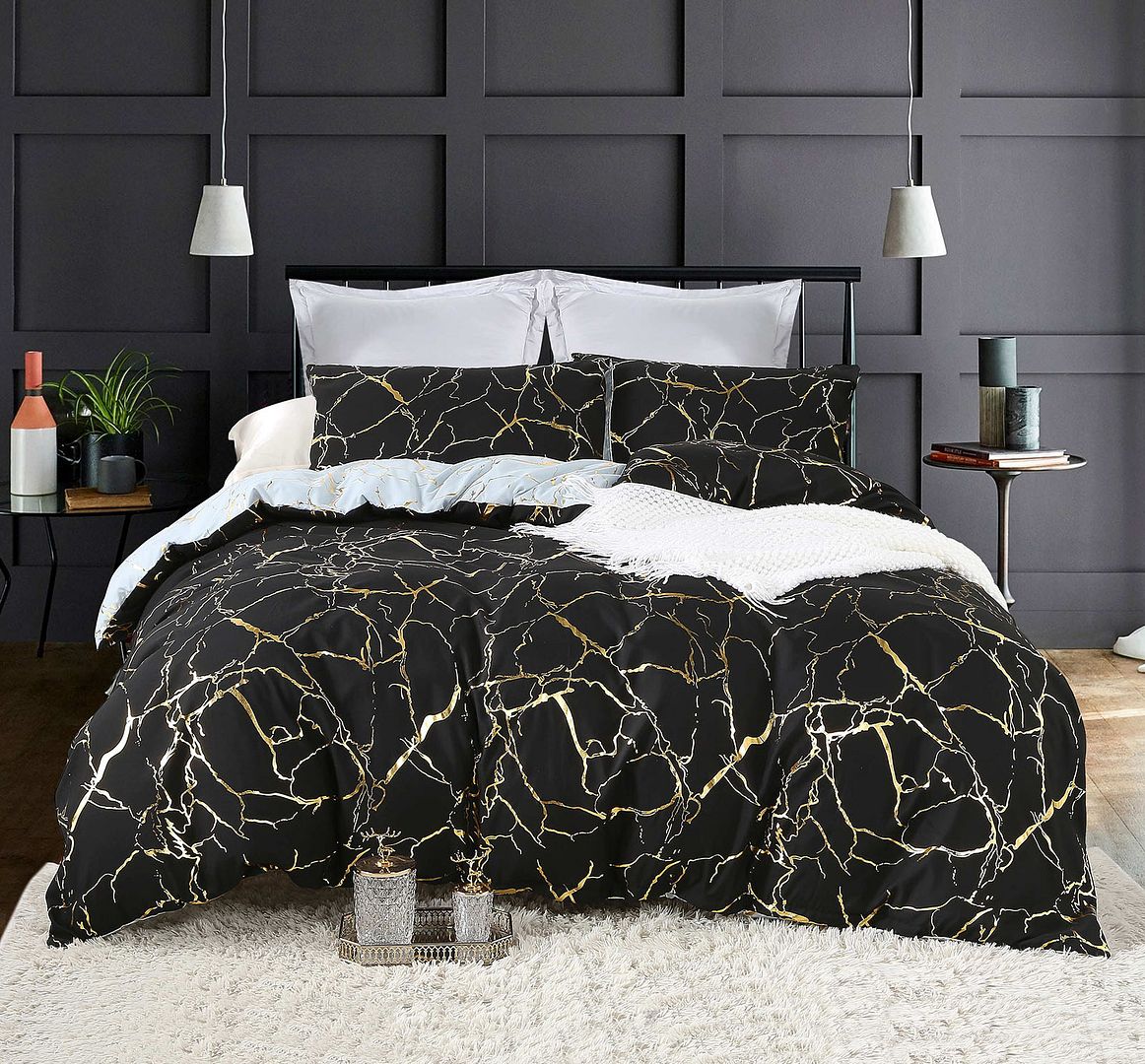 Reversible Design Black Duvet Quilt Cover Set – Queen
