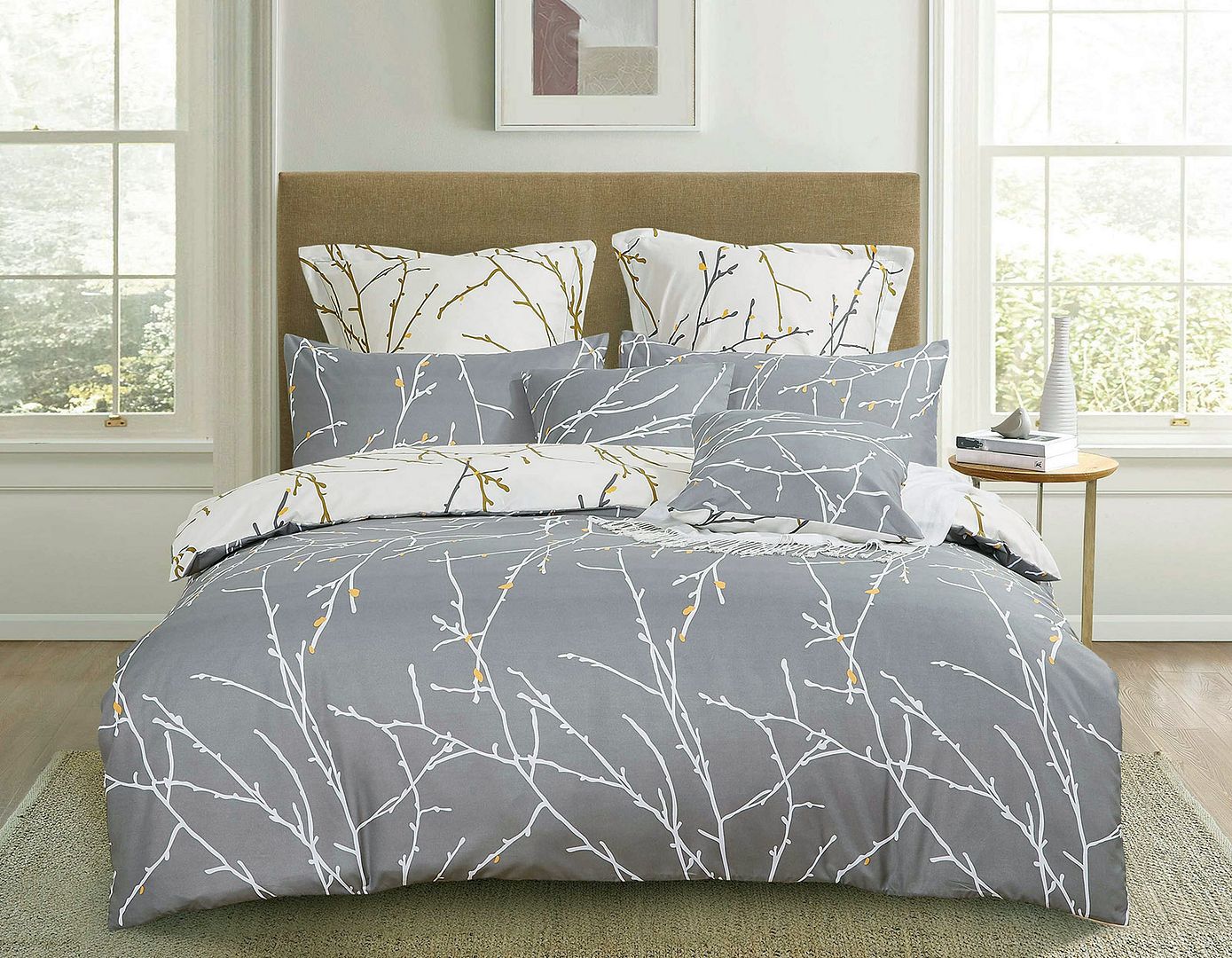 Tree Reversible Grey Duvet Quilt Cover Set – Super King