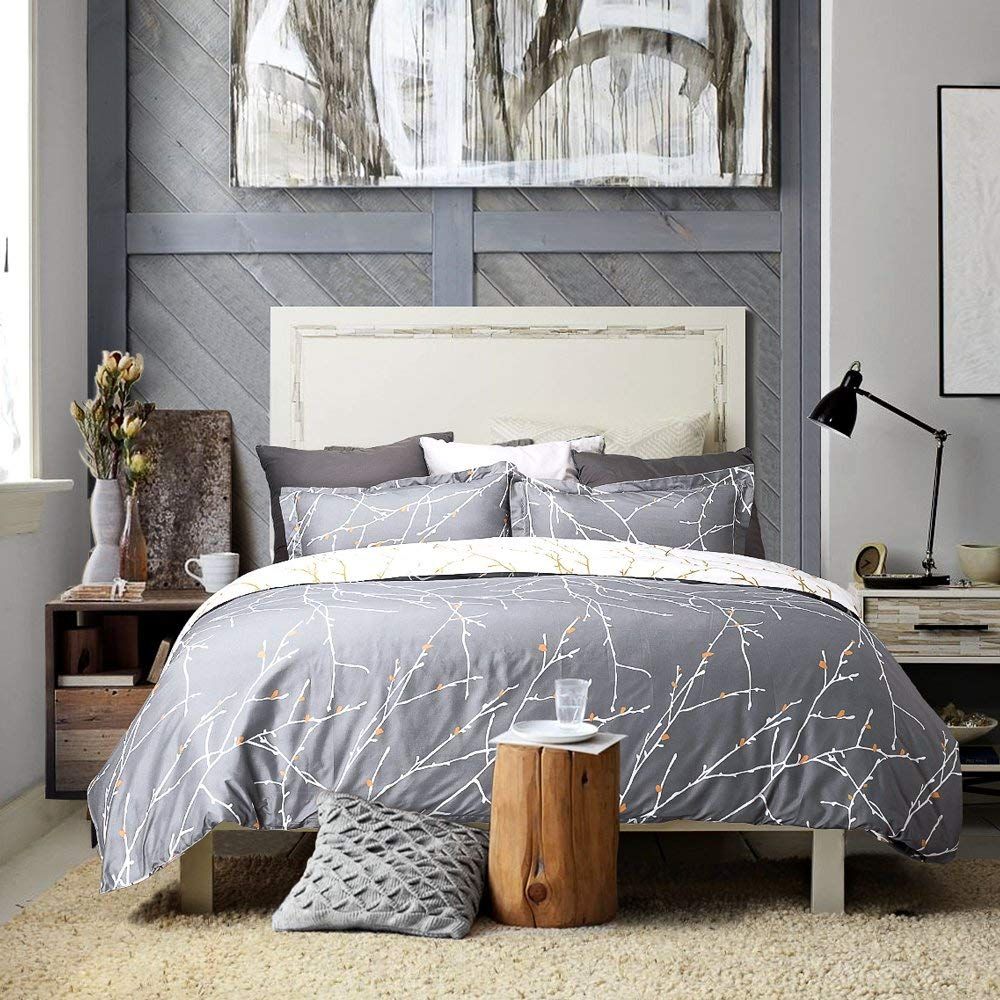 Arbora Reversible Quilt Cover Set – Grey – Super King