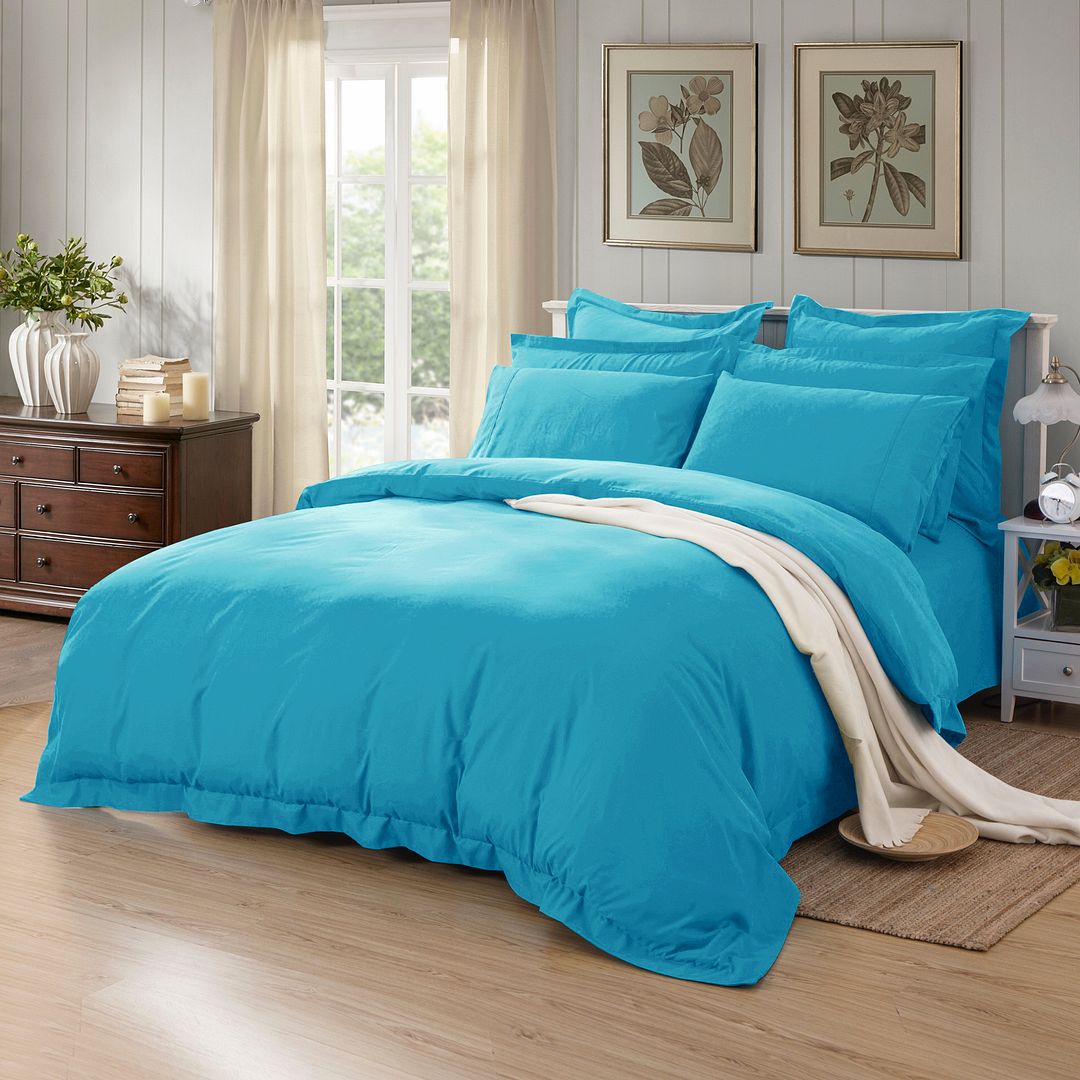 Rowan 1000TC Tailored Quilt Cover Set – Blue – Single