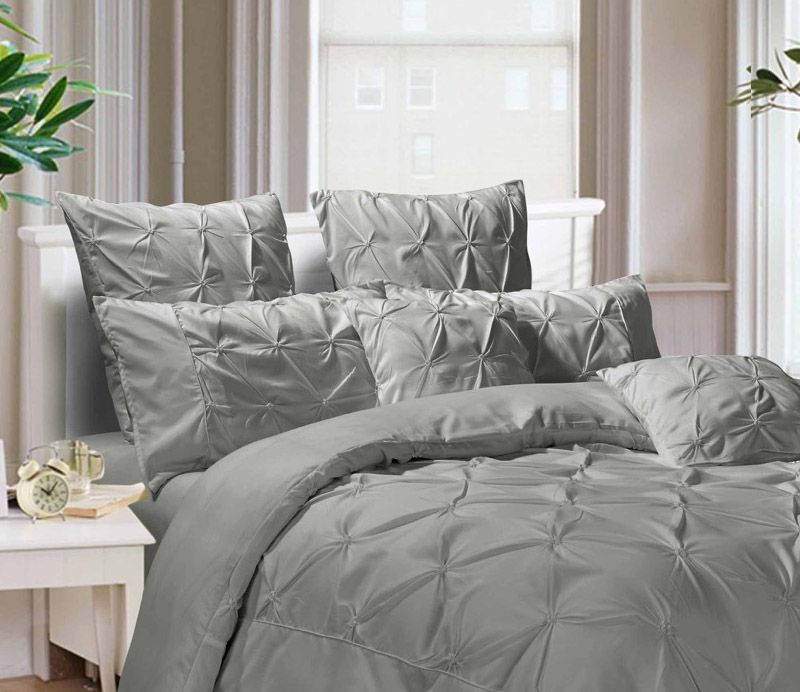 Alderon Diamond Pintuck Pillowcases – Grey – Queen – Set of 2