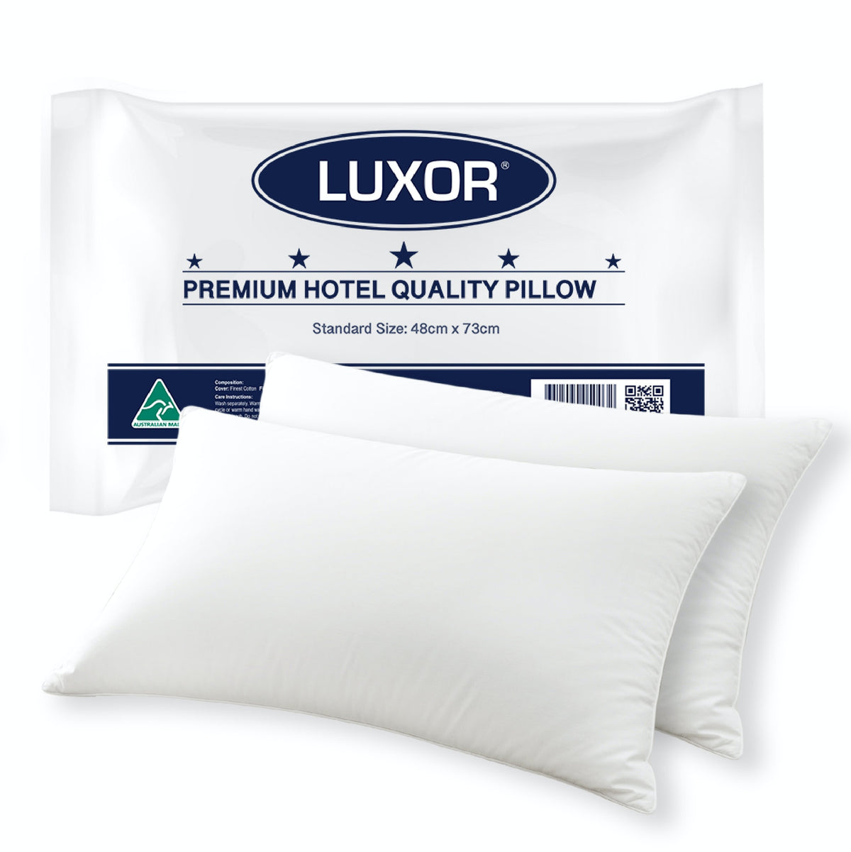Australian Made Hotel Quality Pillow Standard Twin Pack