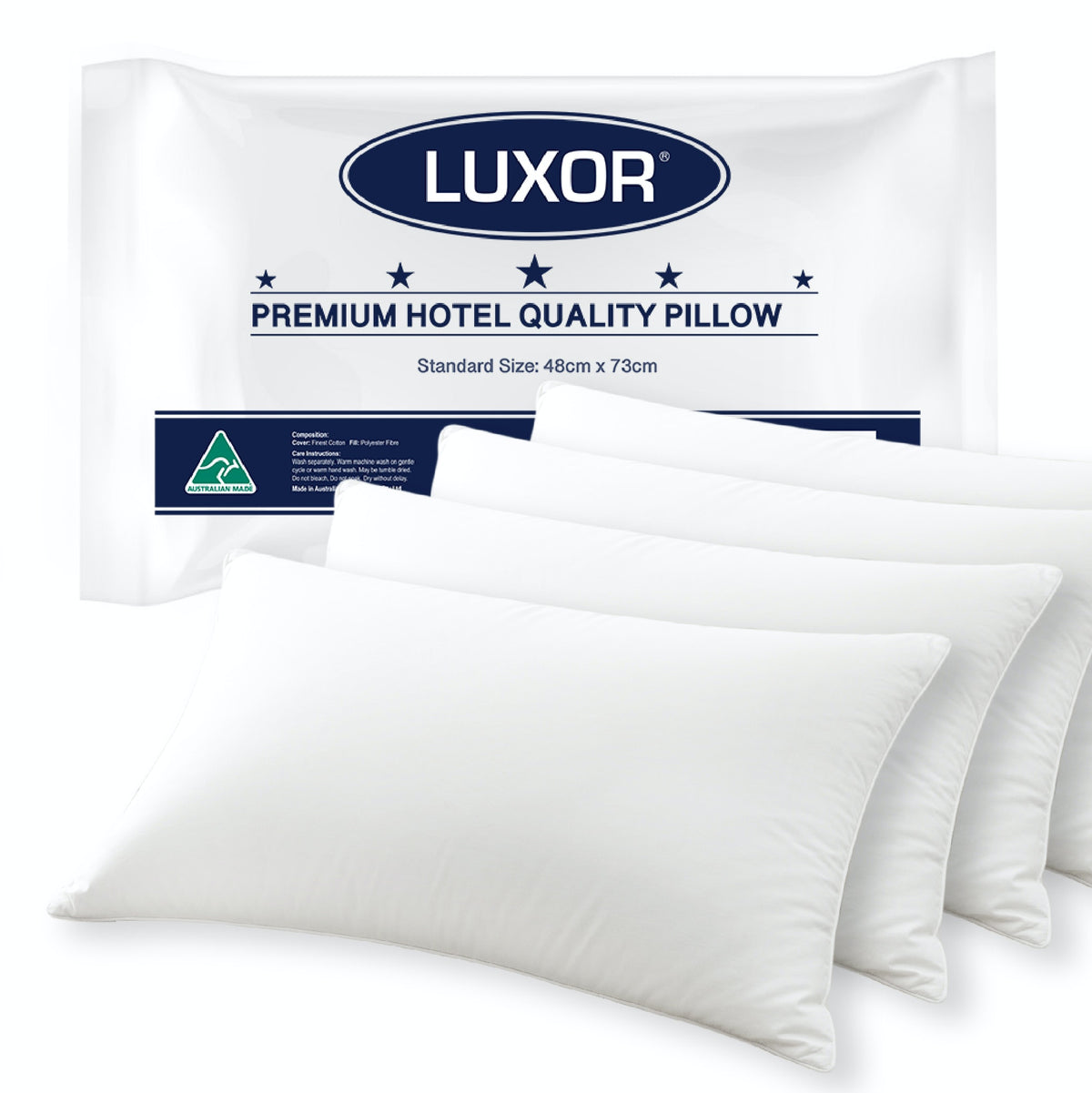 Australian Made Hotel Quality Pillow Standard Four Pack