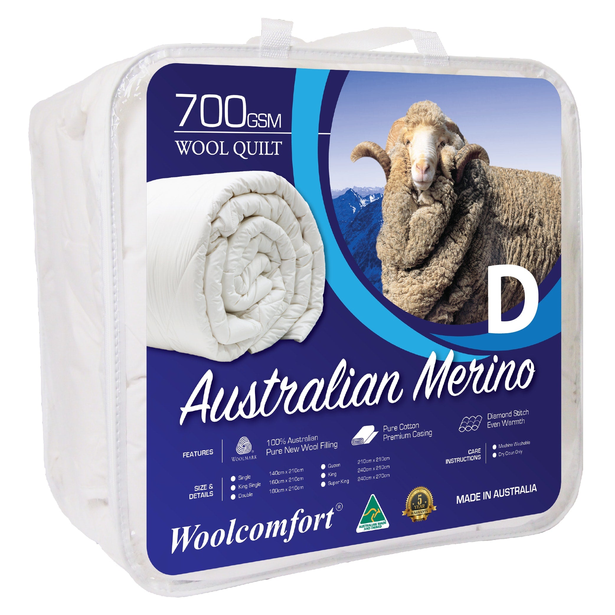 Aus Made Merino Wool Quilt 700GSM – Double