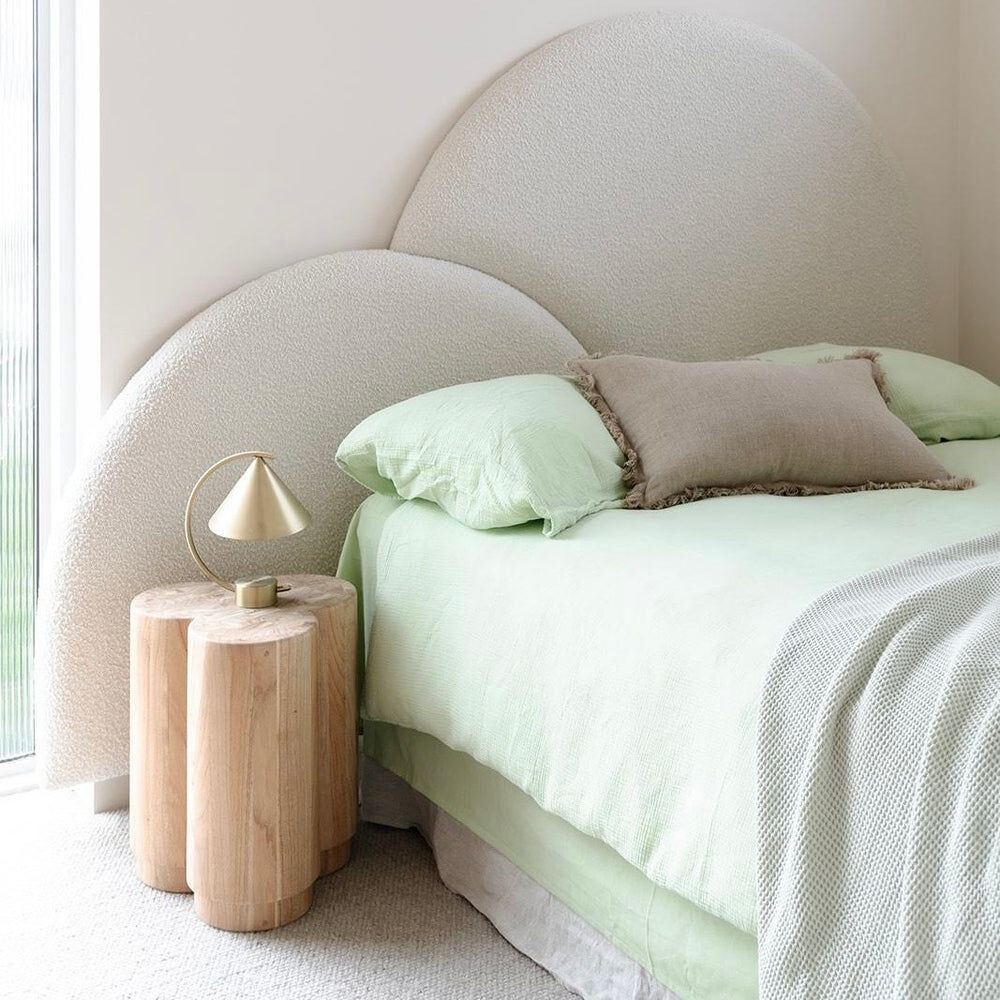 Linden 100% Cotton Muslin Duvet Quilt Cover Set w/ 2 Pillow Cases in Pastel Green – King
