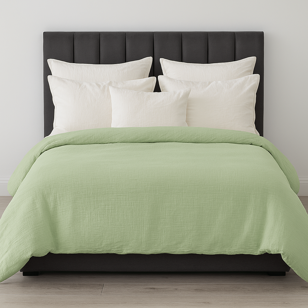 Haven Cotton Muslin Quilt Cover Set – Green – King
