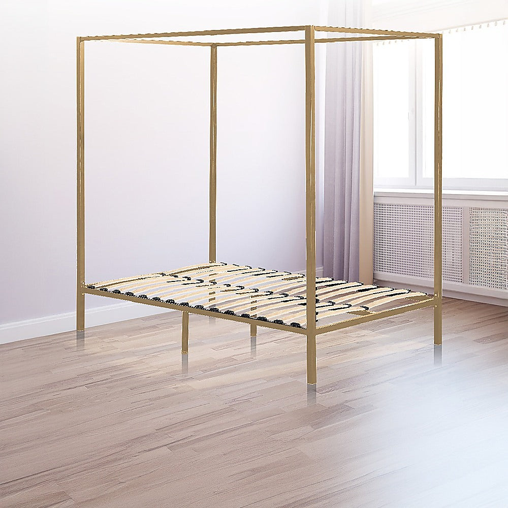 Rowan 4 Poster Bed Frame – Gold – Queen
