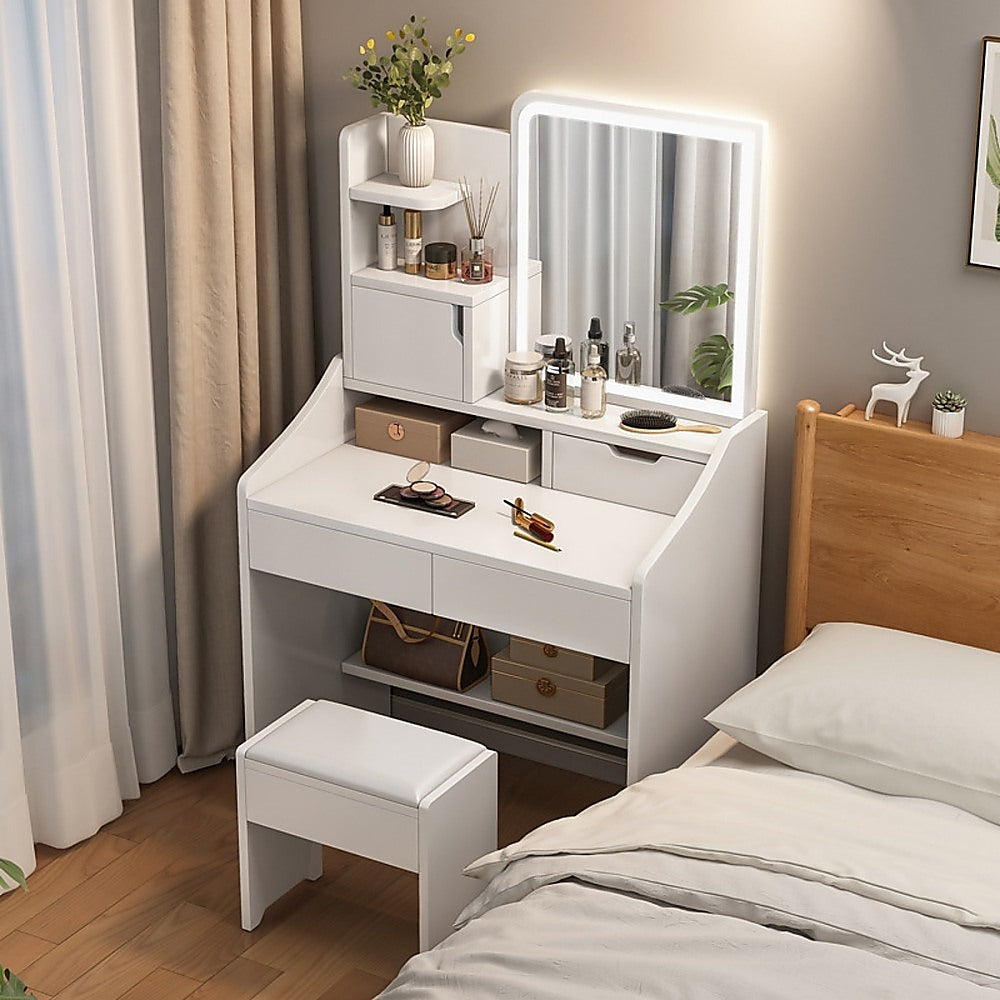 Laurel Makeup Vanity with LED Mirror – White – Standard