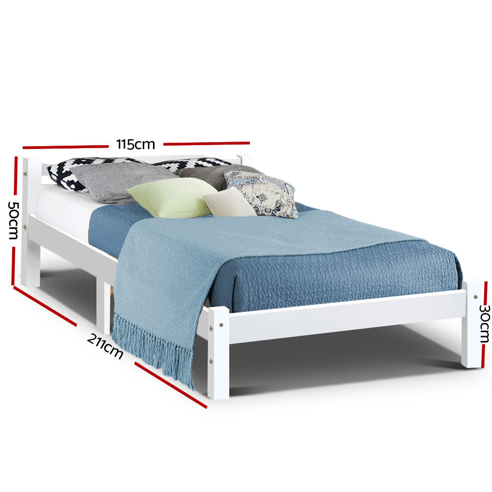 Kairos Wooden Bed Frame – White – King Single