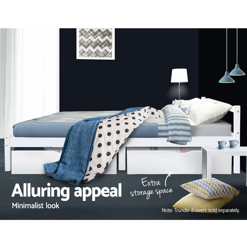 Kairos Wooden Bed Frame – White – King Single