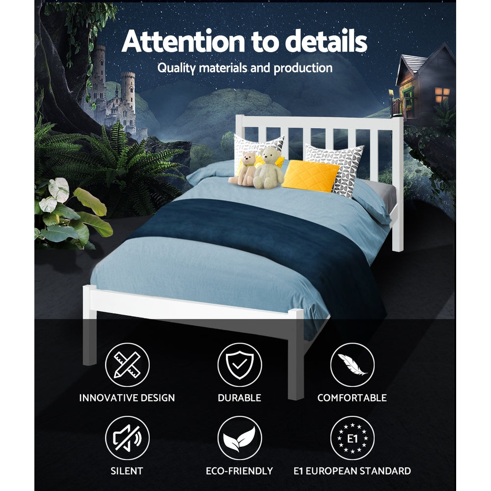 Briar Timber Bed Frame – White – Single