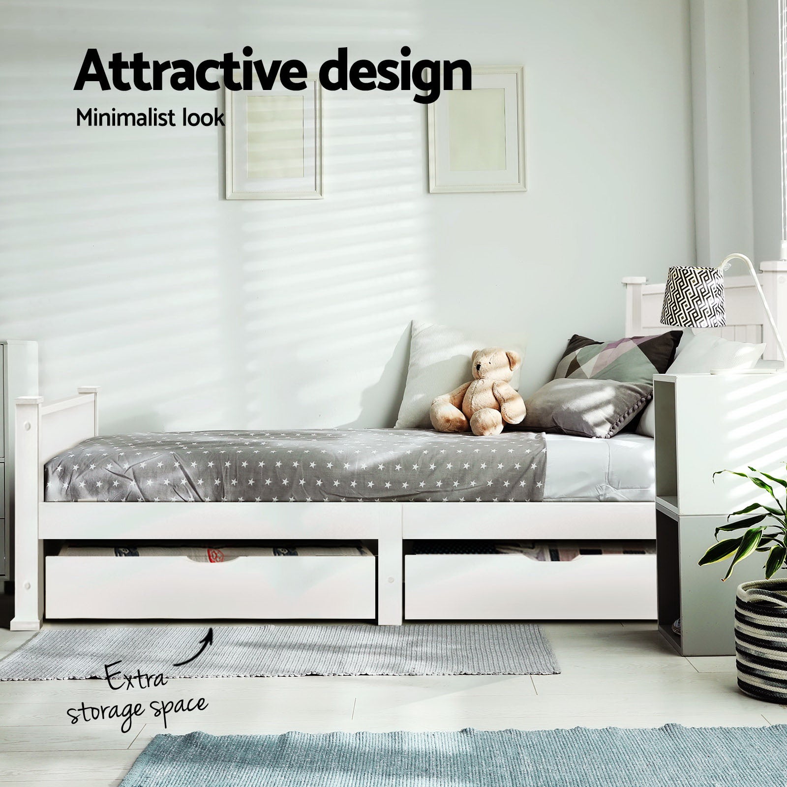 Union Kids Bed Base – White – Kids