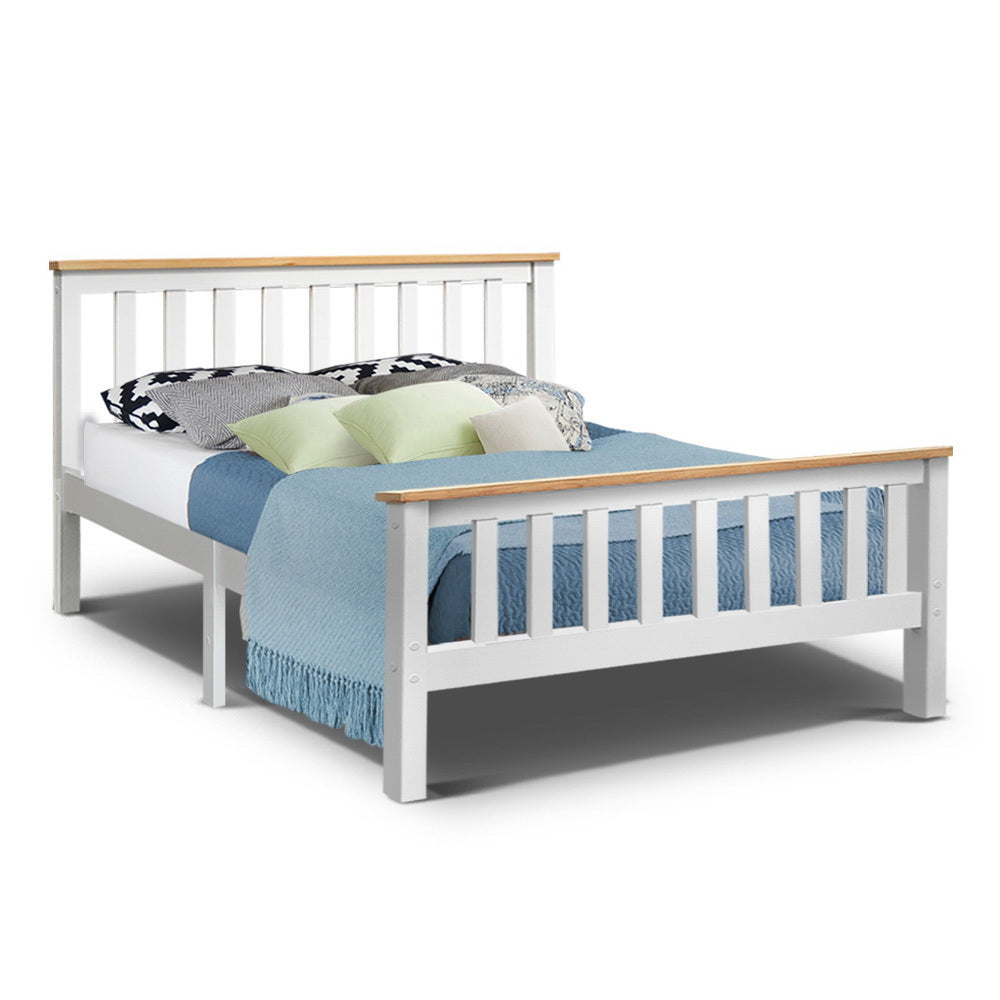 Alderon Two-Tone Timber Bed Frame – White – Double