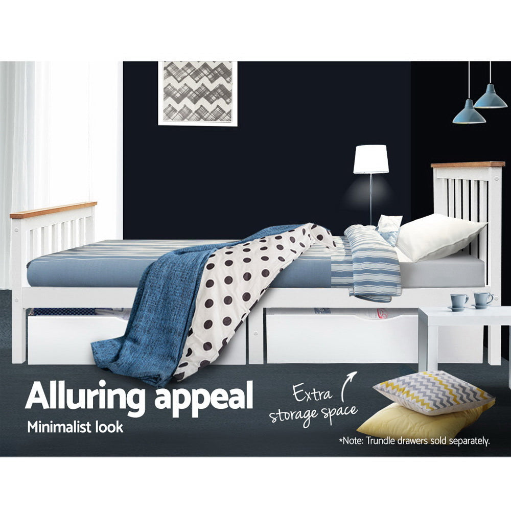 Marston Two-Tone Wooden Bed Frame – White – Single