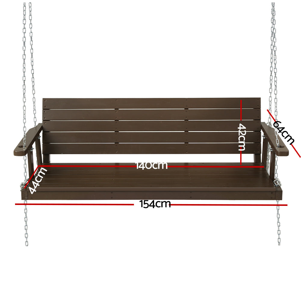 Bramley Wooden Porch Swing – Brown – 3 Seater
