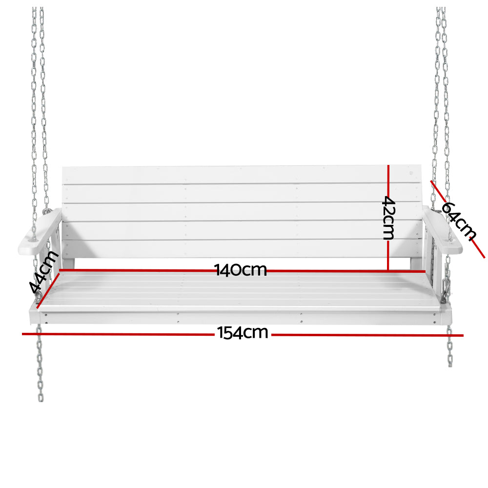 Bramley Wooden Porch Swing – White – 3 Seater