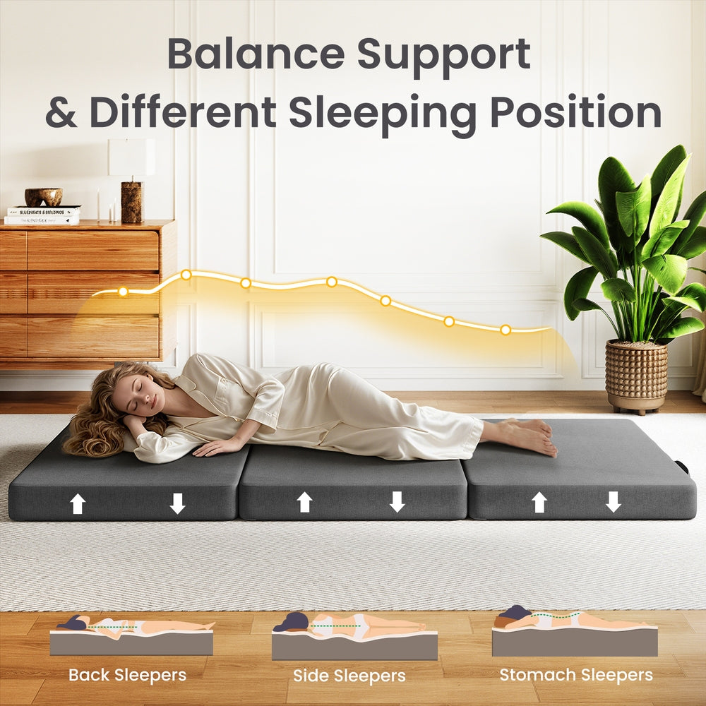 Kairo Tri-Fold Memory Foam Mattress – Grey – Single