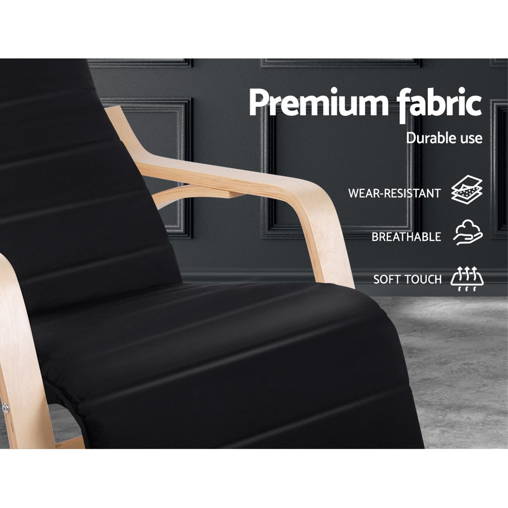 Callan Rocking Armchair with Footrest – Black – Single