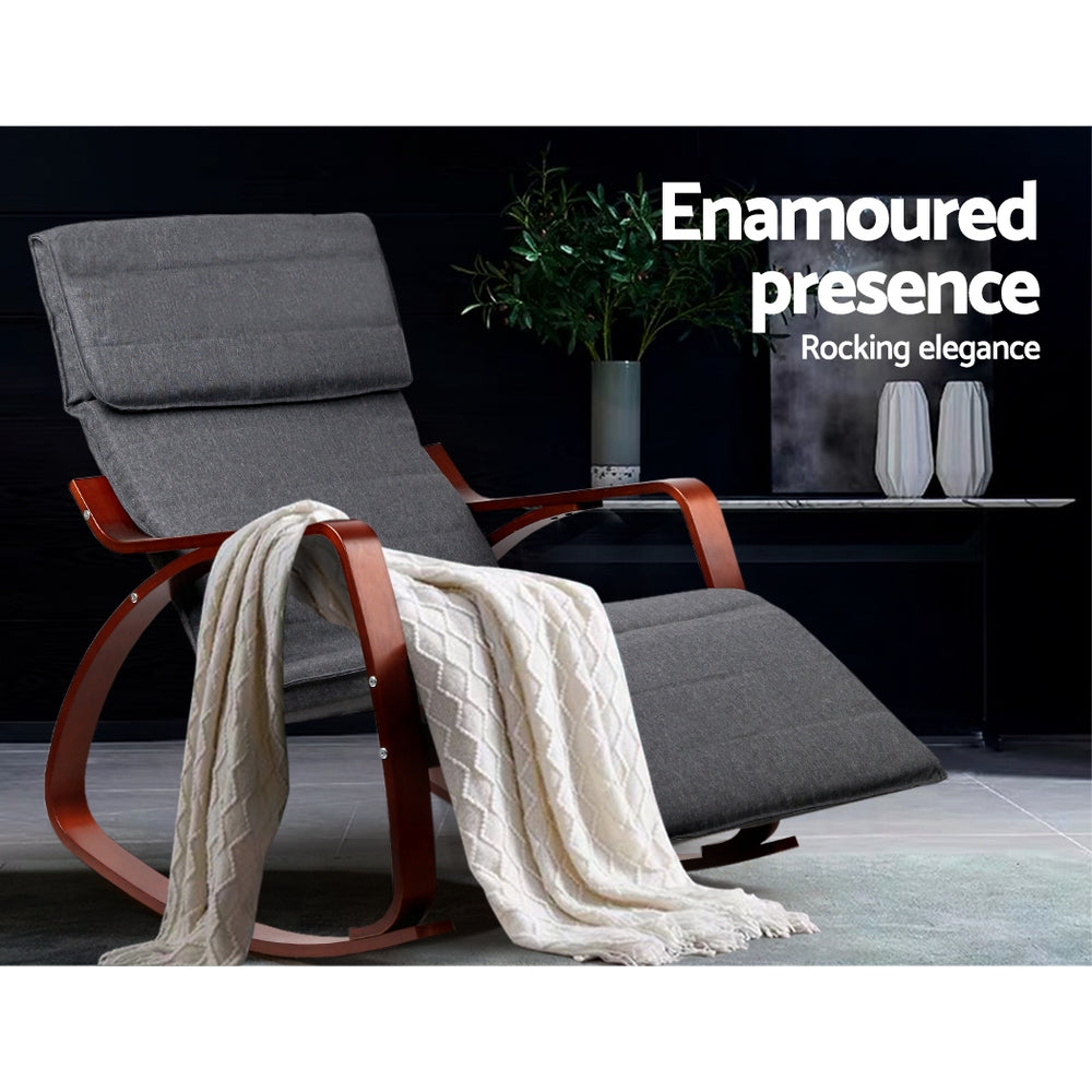 Halston Fabric Rocking Armchair – Charcoal