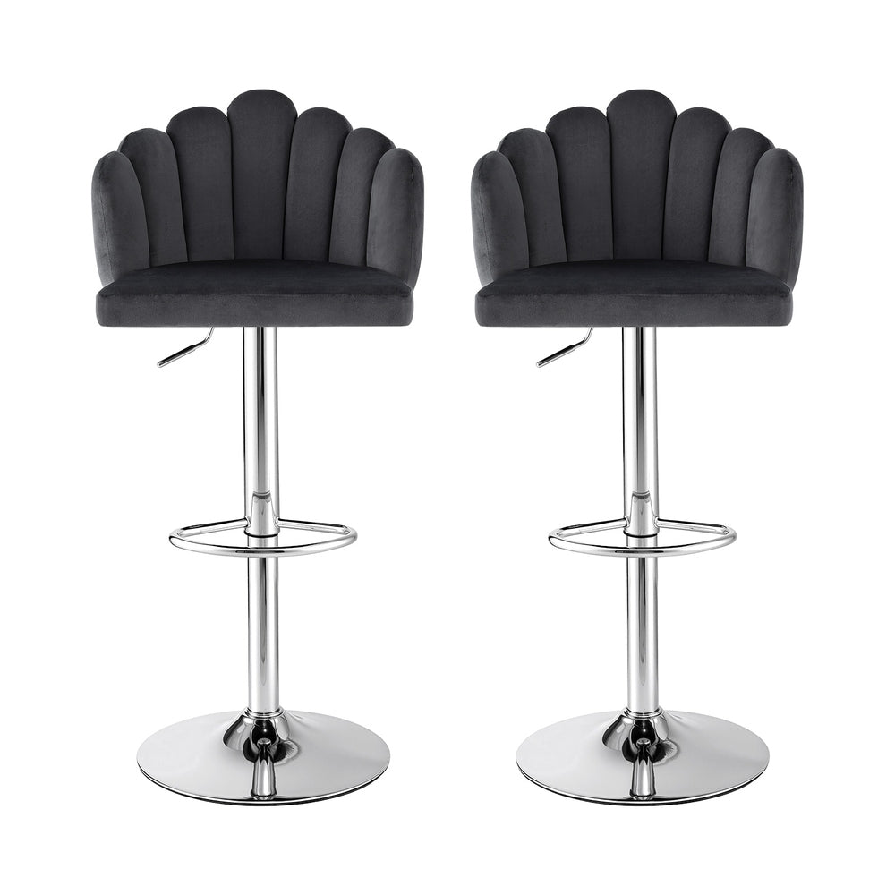 Kairo Velvet Bar Stools – Grey – Set of 2