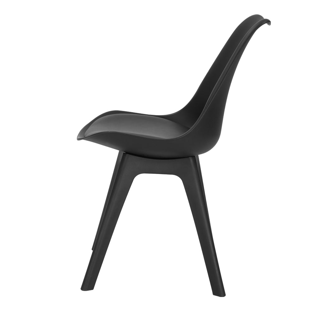 Edison Leather Dining Chairs – Black – Set of 4