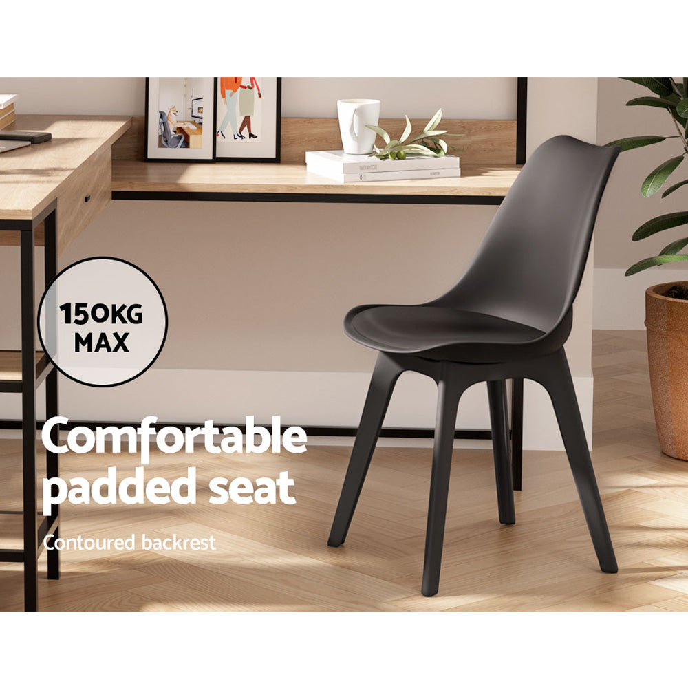 Edison Leather Dining Chairs – Black – Set of 4