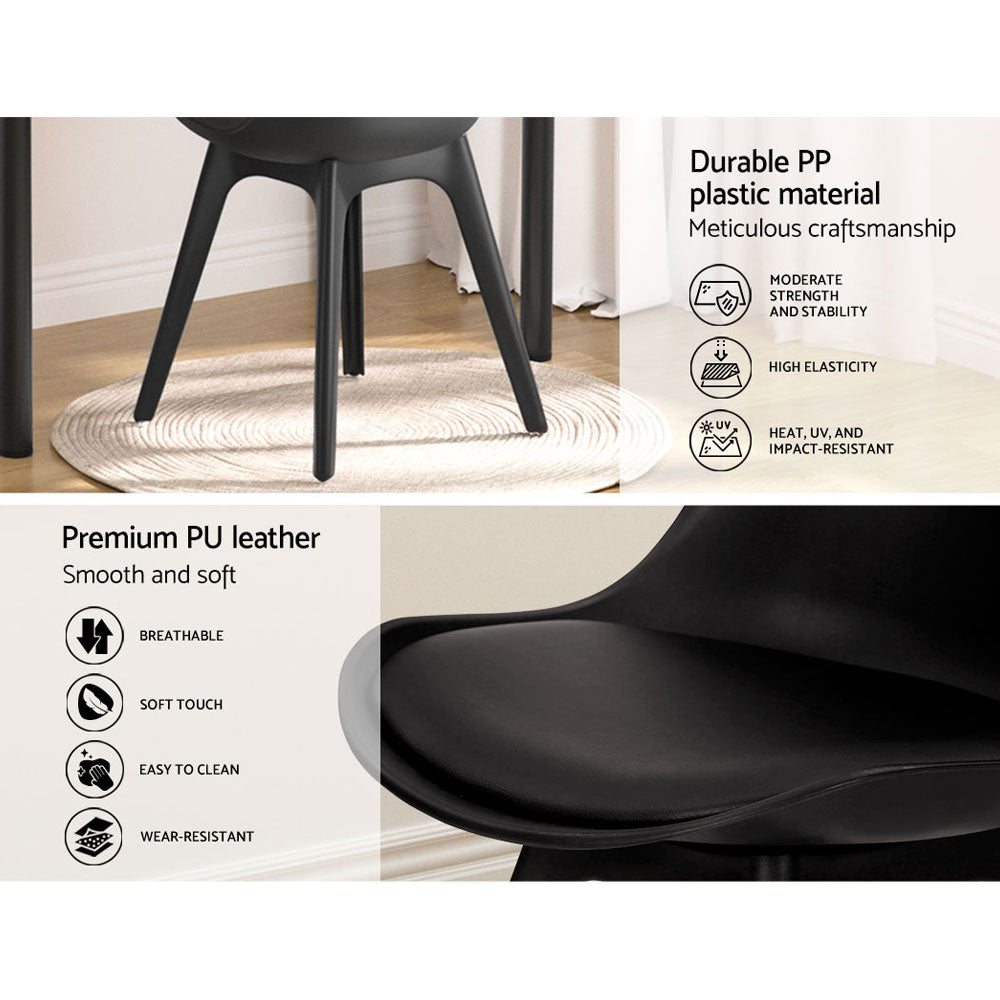 Edison Leather Dining Chairs – Black – Set of 4